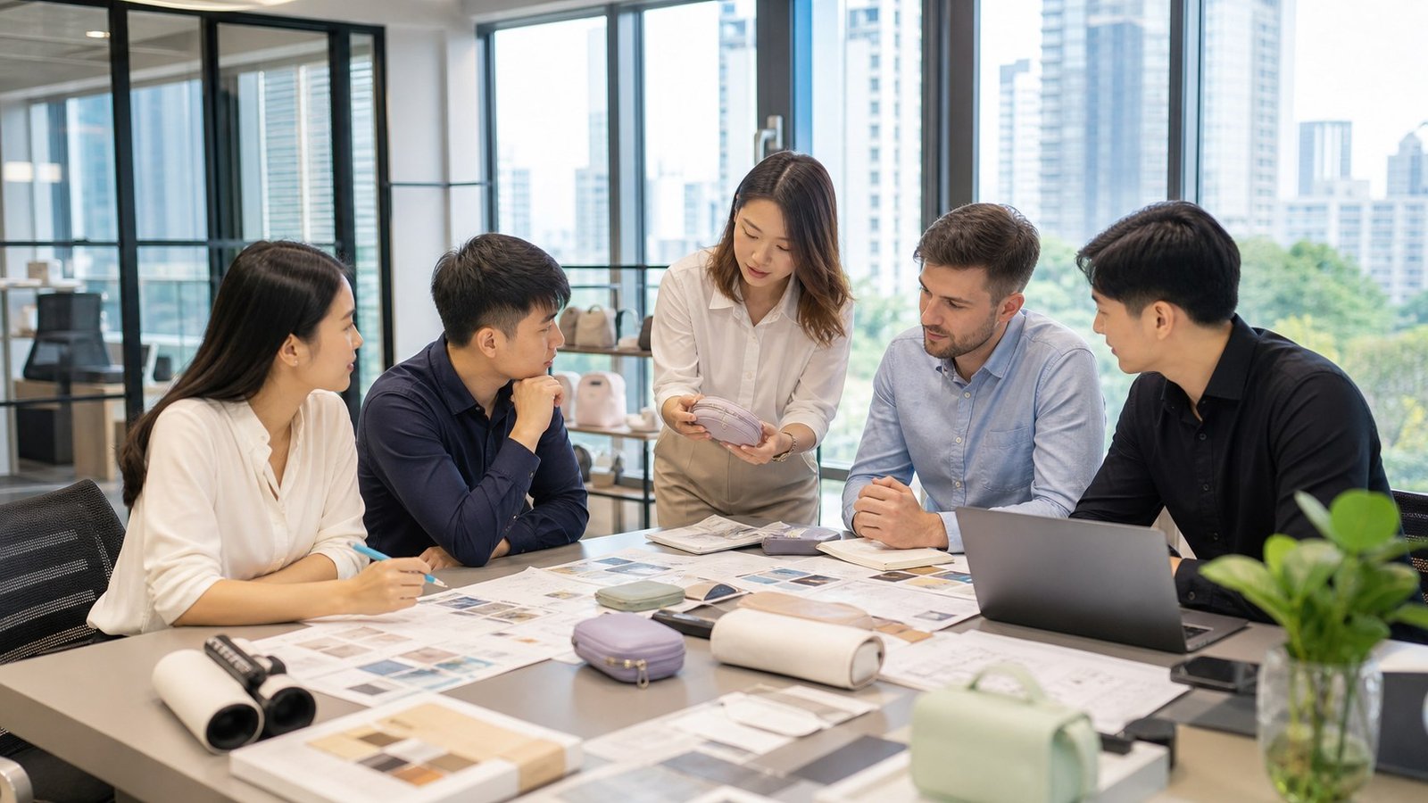 LIFA Global Trade China-side team reviewing product samples and sourcing documents